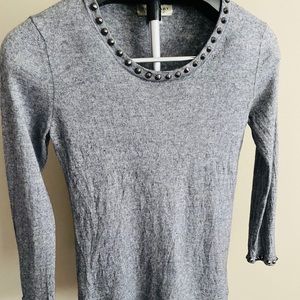 BURBERRY London WOOL/SILK Sweater w/ Metal Accents